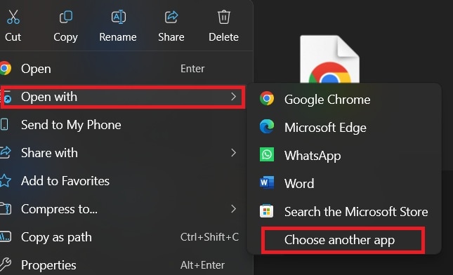 open pdf choose another app